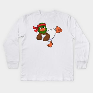 Duck at Martial arts Karate Kids Long Sleeve T-Shirt